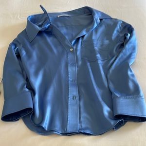 Alexander Wang T, off the shoulder blouse, blue, silk